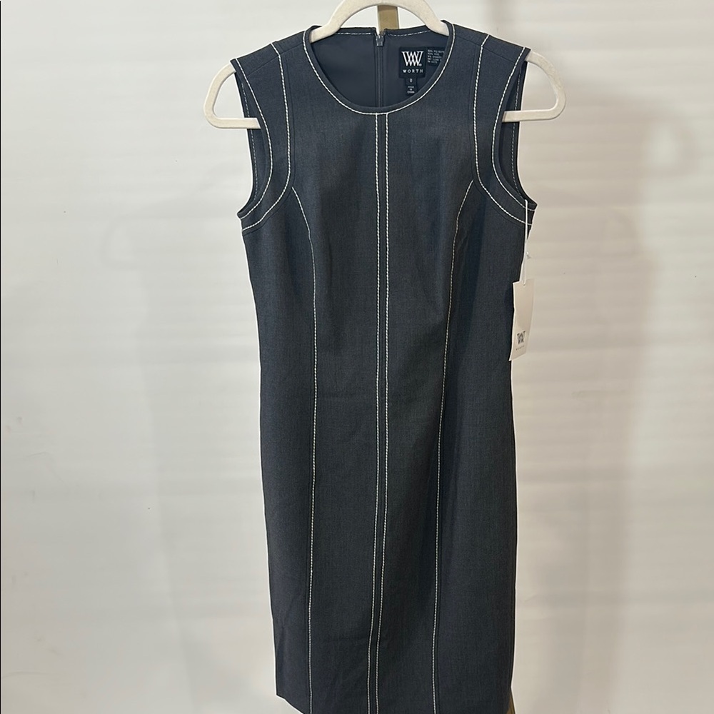 W by Worth Gray Sheath Midi Dress Sleeveless for Work